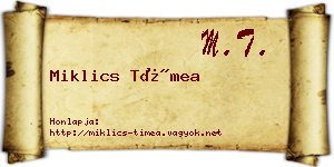 Miklics Tímea névjegykártya